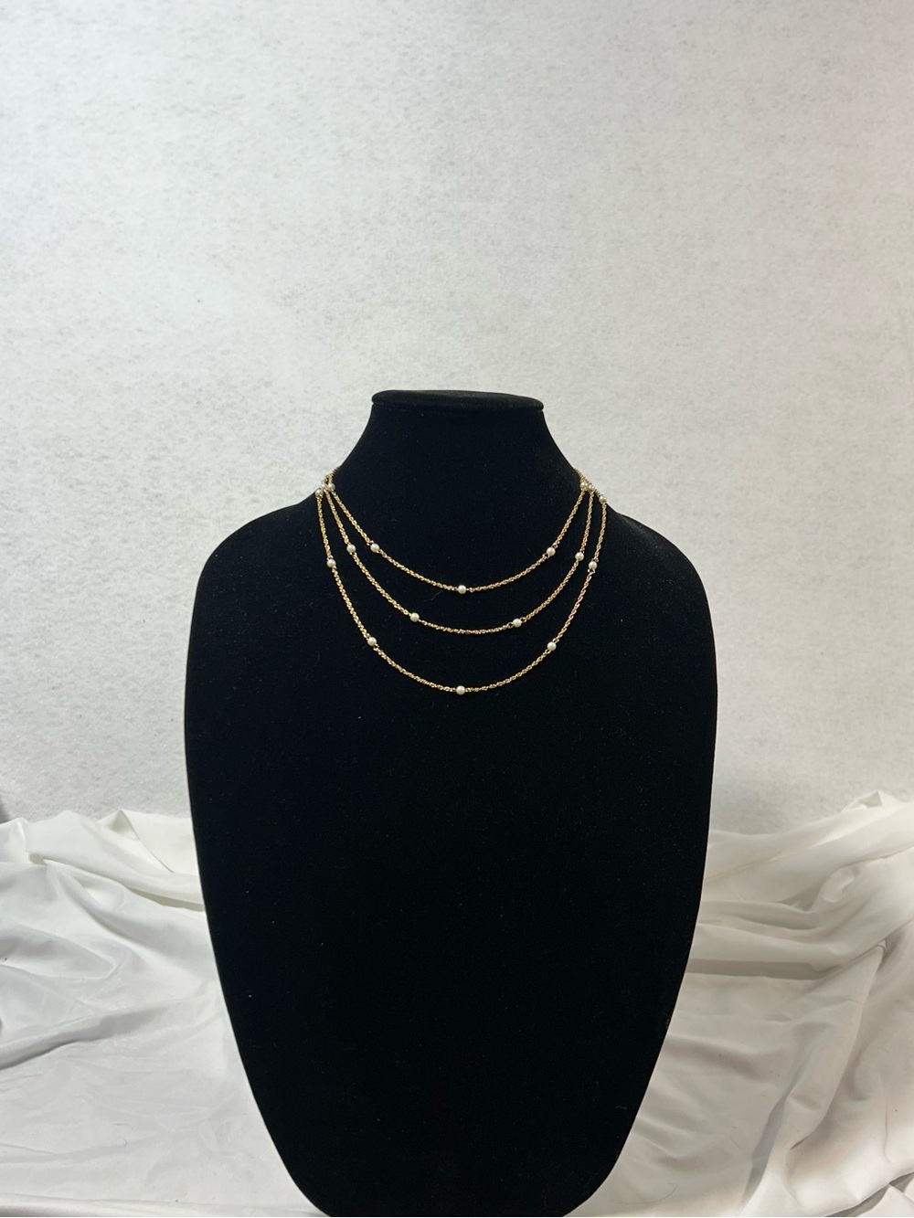 Delicate vintage Layered Gold Beaded Necklace multi strand Women Jewelry